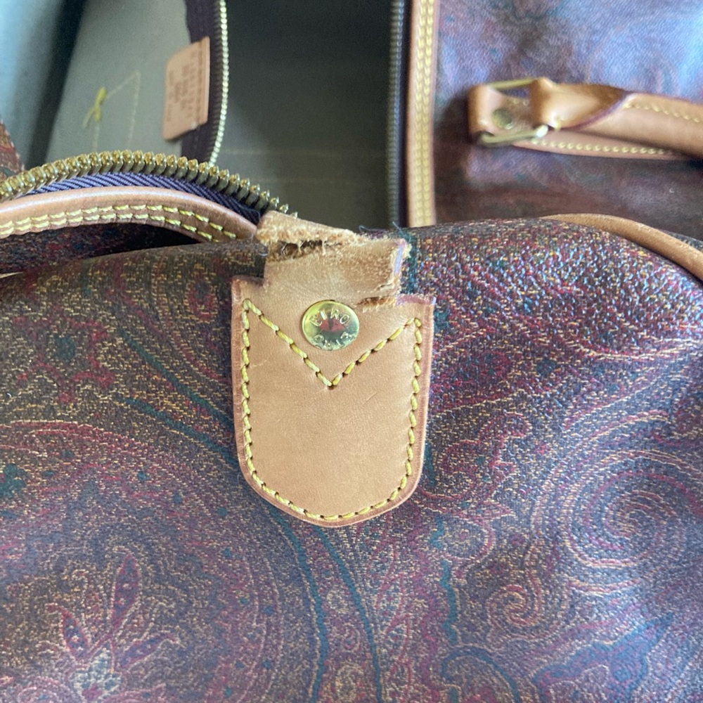 ETRO Milano Burgundy Maroon paisley vintage Duffel Bag - Picture 7 of 14